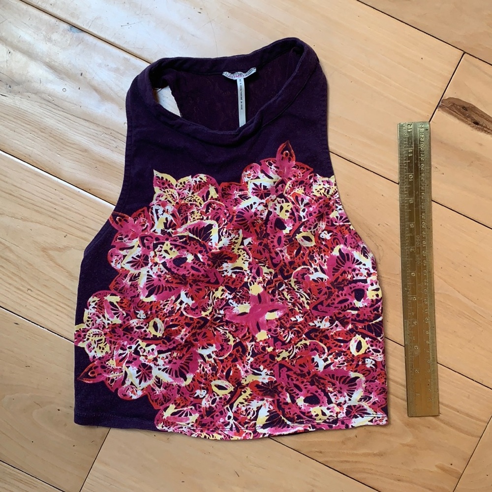 Free People Small Crop Top- purple pink floral, backless